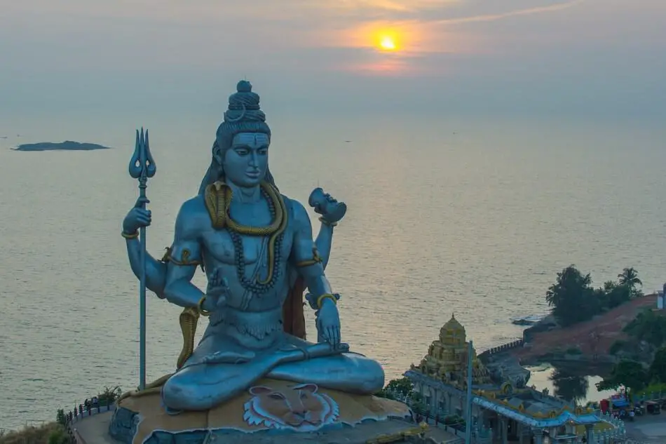 Shiva statue near ocean